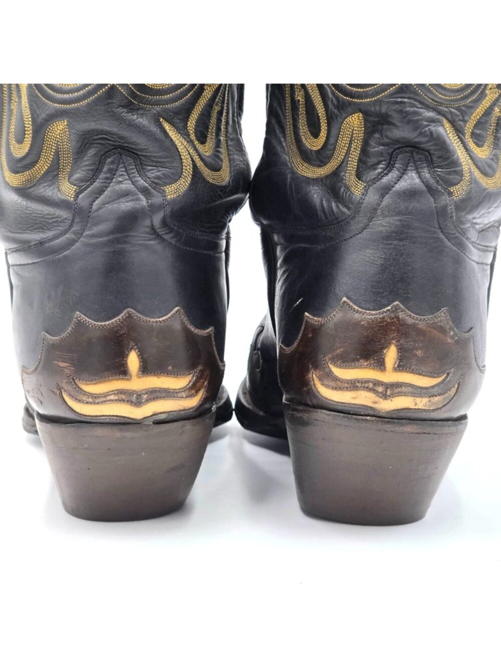 Liberty Boots Co Mens 12D Black Brown Leather Cowboy Western Biker Motorcycle - Picture 7 of 16